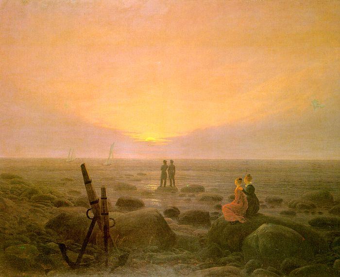 Caspar David Friedrich Moon Rising Over the Sea